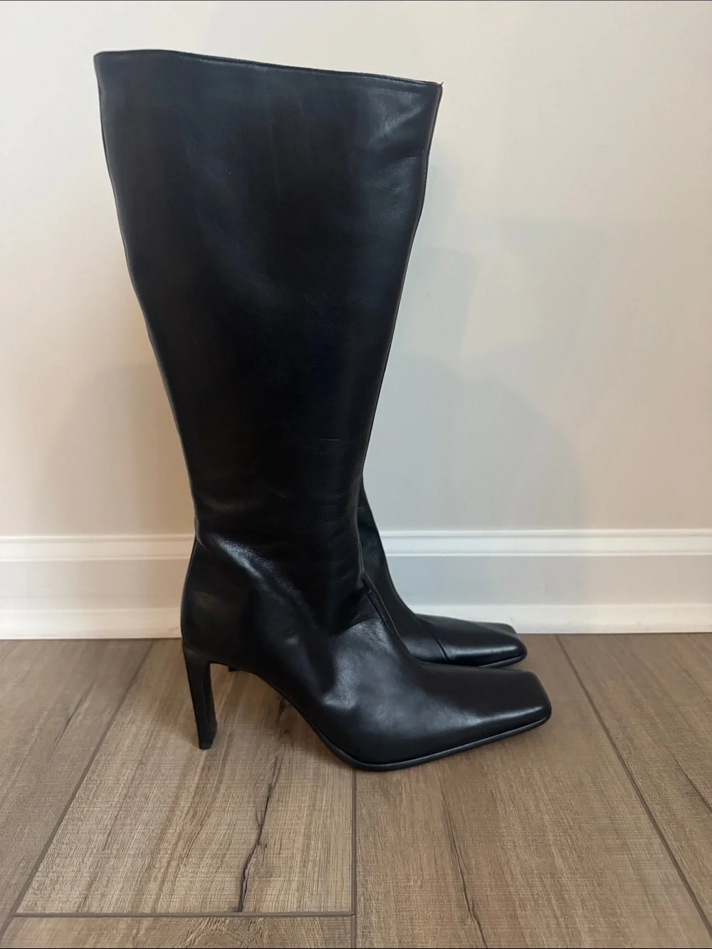 Charles David Black Over-the-Knee Square-Toe Boots size 37.5